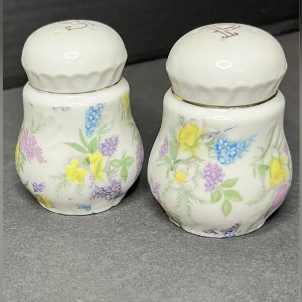 Vintage Leftons‎ Floral Ceramic Salt & Pepper Shakers, Japan Spring Design